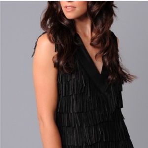 Sexy Lá Rok genuine leather fringe mini DRESS